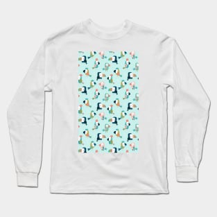 Cute Colorful Beautiful Bird Pattern Artwork Long Sleeve T-Shirt